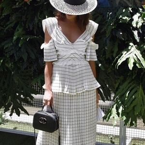 Self-Portrait monochrome stripe dress